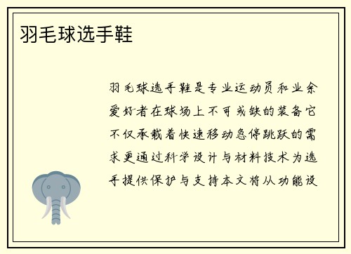 羽毛球选手鞋